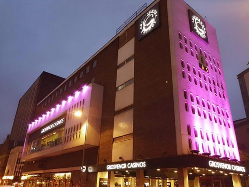 Nighttime view of the casino.