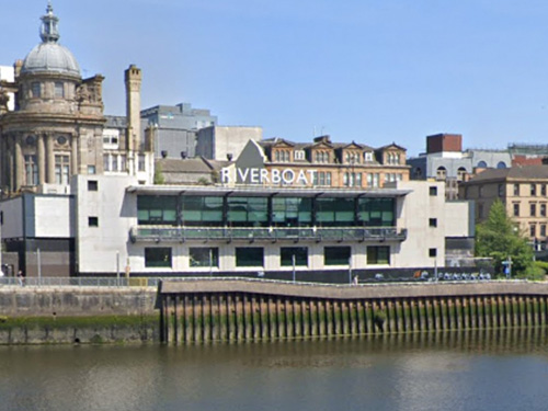 A view of the Riverboat Casino from the opposite bank of the Clyde.