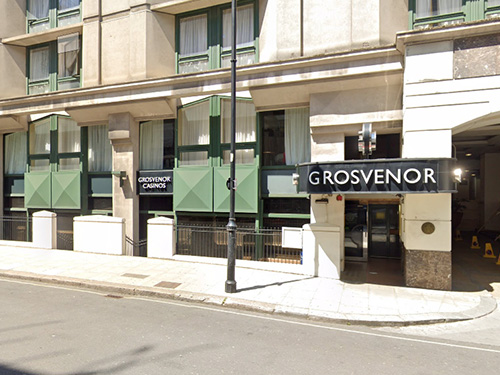 The exterior of the Grosvenor Casino on Gloucester Road, London