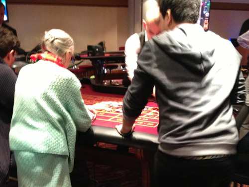 Playing Roulette at the Grosvenor Casino on Maid Marian Way, Nottingham.