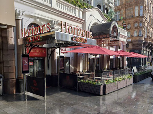 The entrance to the Horizons Casino, Leicester Square London
